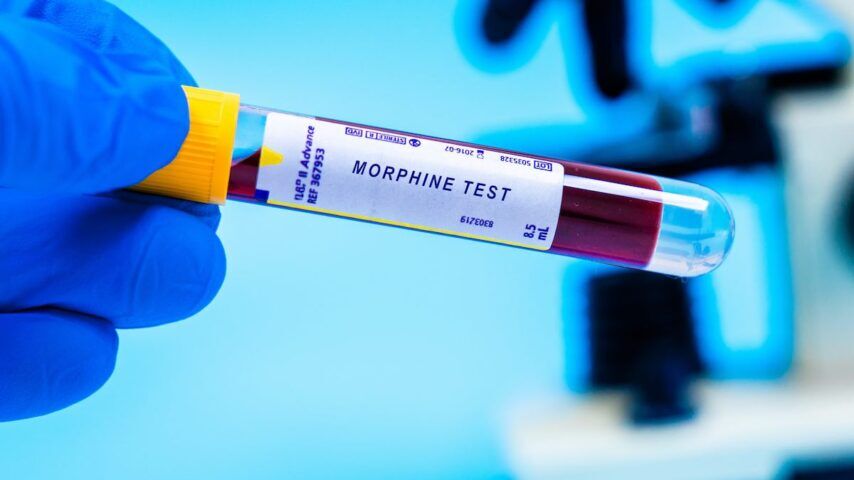 Blood test vial for morphine use and abuse